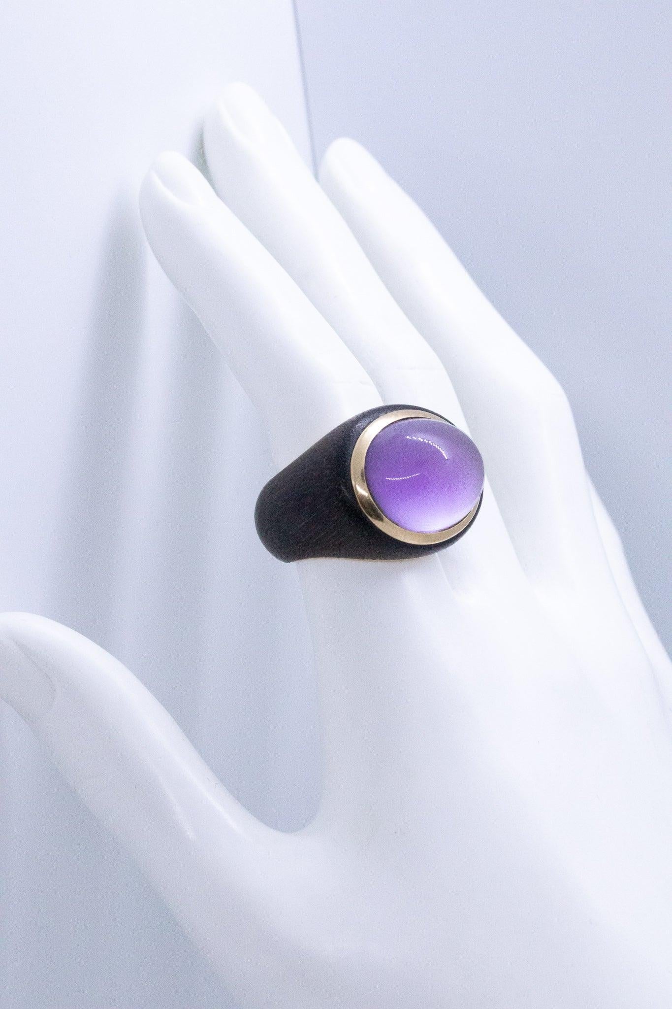 De las mujeres CONTEMPORÁNEO Anillo de Cóctel de Madera en Oro de 18 Quilates con Cuarzo Jade Lavanda de 18,32 Quilates en venta
