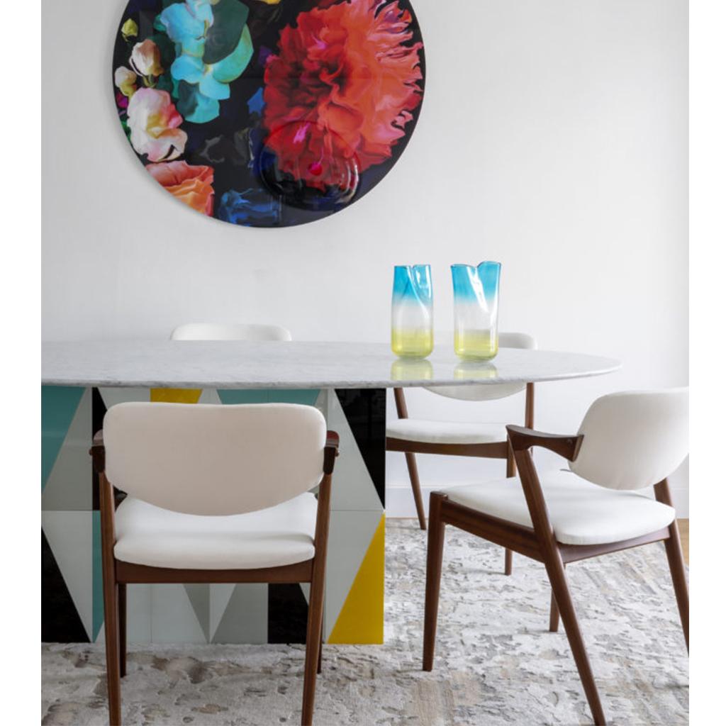 Table de salle à manger italienne contemporaine en Wood avec plateau en marbre d'après Gio Ponti en vente 7