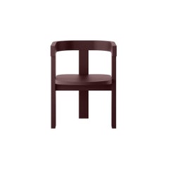 Scandinavian Modern Wood Dining Chair Dark Red Brown, Rouge Noire Matte Lacquer