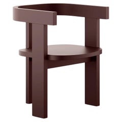 Scandinavian Modern Wood Dining Chair Dark Red Brown, Rouge Noire Matte Lacquer