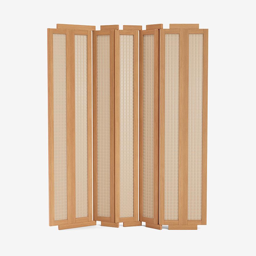 Contemporary Wood Screen 'Henley Street' by Man of Parts, Black Oak & Cane For Sale 5