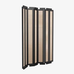 Contemporary Wood Screen 'Henley Street' by Man of Parts, Black Oak & Cane