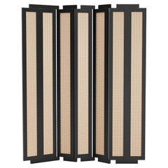 Contemporary Wood Screen 'Henley Street' by Man of Parts, Black Oak & Cane