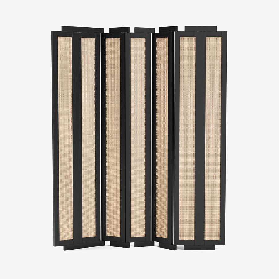 Contemporary Wood Screen 'Henley Street' by Man of Parts, Whiskey Oak and Cane For Sale 5