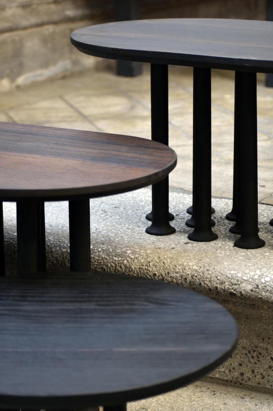 Burnished Contemporary Torched Wood Coffee Table  