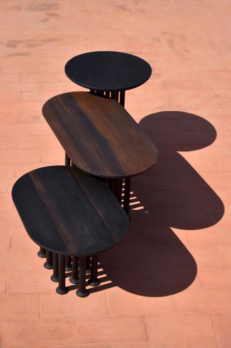 Contemporary Torched Wood Coffee Table  