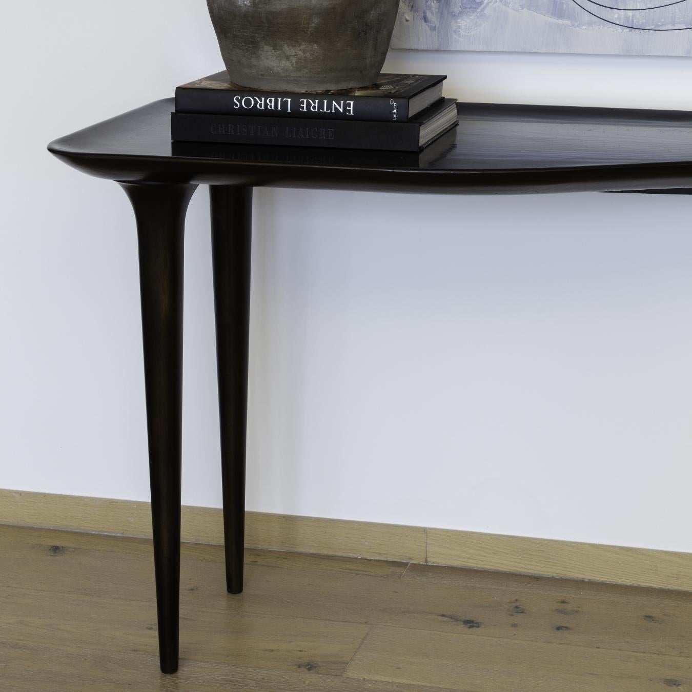 Contemporary Wood Vagney Console with Organic Shape For Sale 1