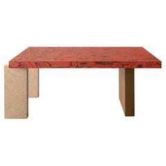 Contemporary Wood Veneered Dining Table. Red ALPI Sottsass Veneered Table Top Contemporary Wood Veneered Dining Table. Red ALPI Sottsass Veneered Table Top