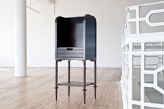 Contemporary Wood with Lacquer Panels Coffee and Tea Cabinet by Luis Pons