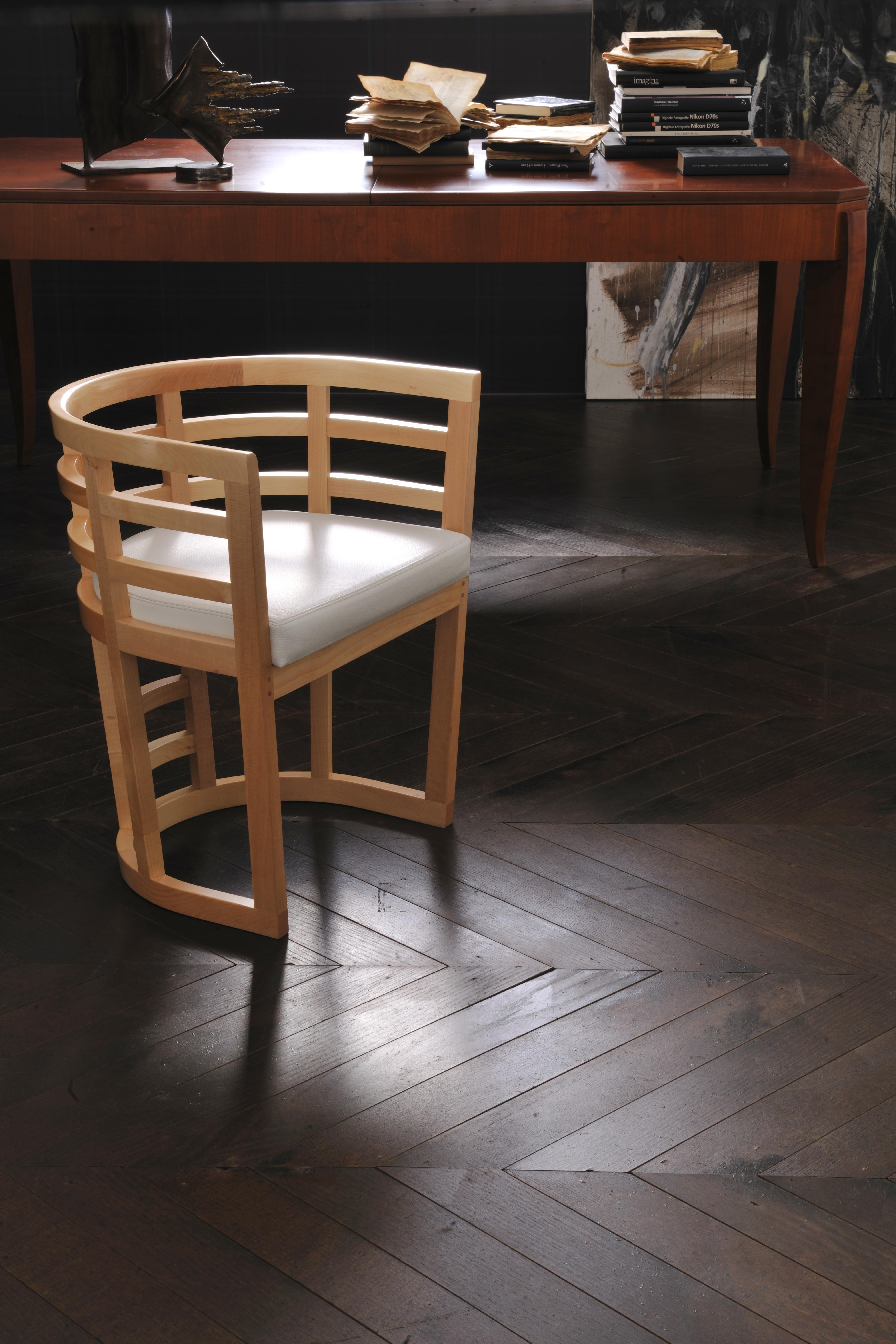 Italian Contemporary Armchair Made of Maple Wood with Padded Seat, design Franco Poli