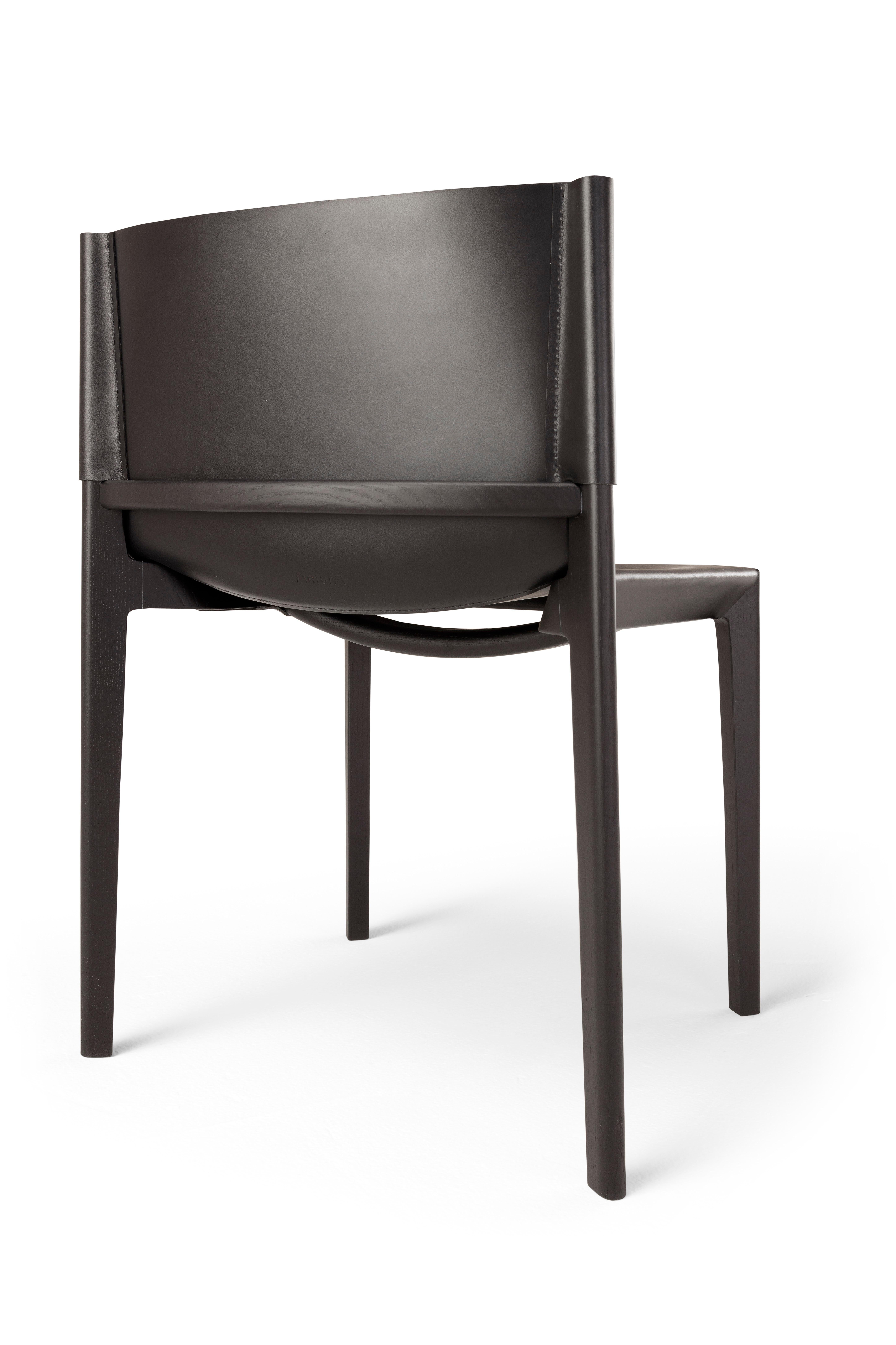 Contemporary Wooden Black Chair 'Stilt', Cuoio Leather For Sale 5