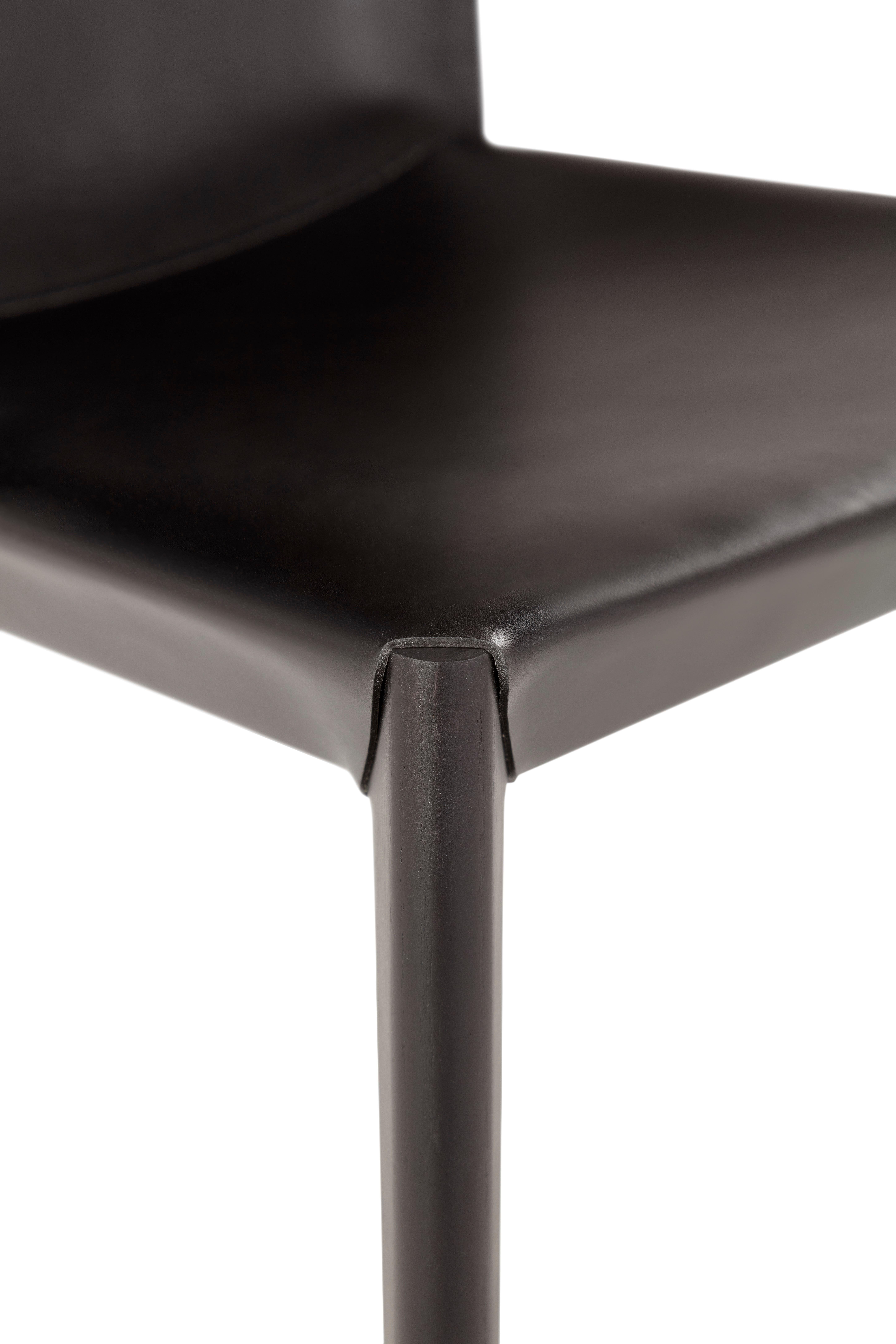 Contemporary Wooden Black Chair 'Stilt', Cuoio Leather For Sale 7