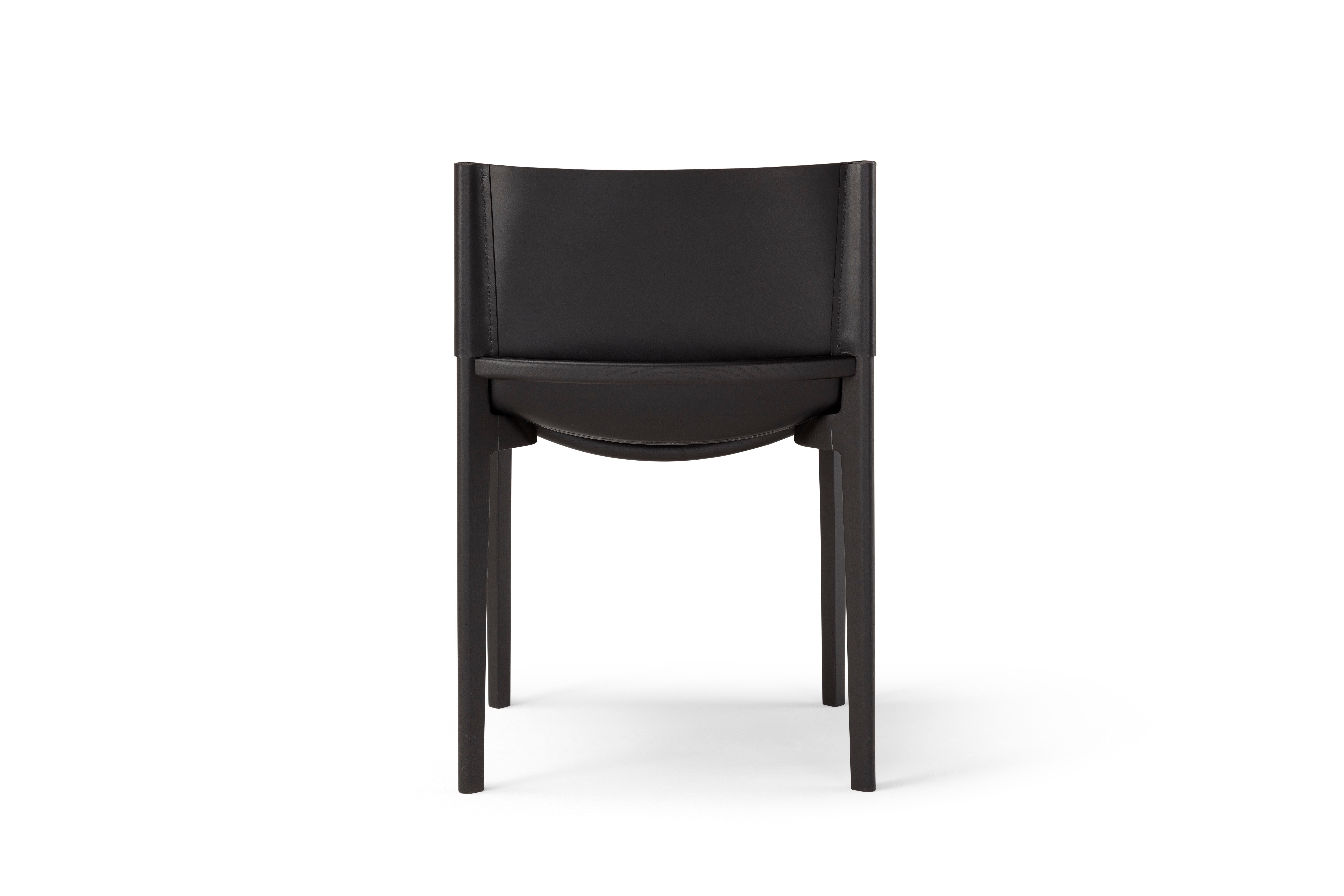 Contemporary Wooden Black Chair 'Stilt', Cuoio Leather For Sale 1