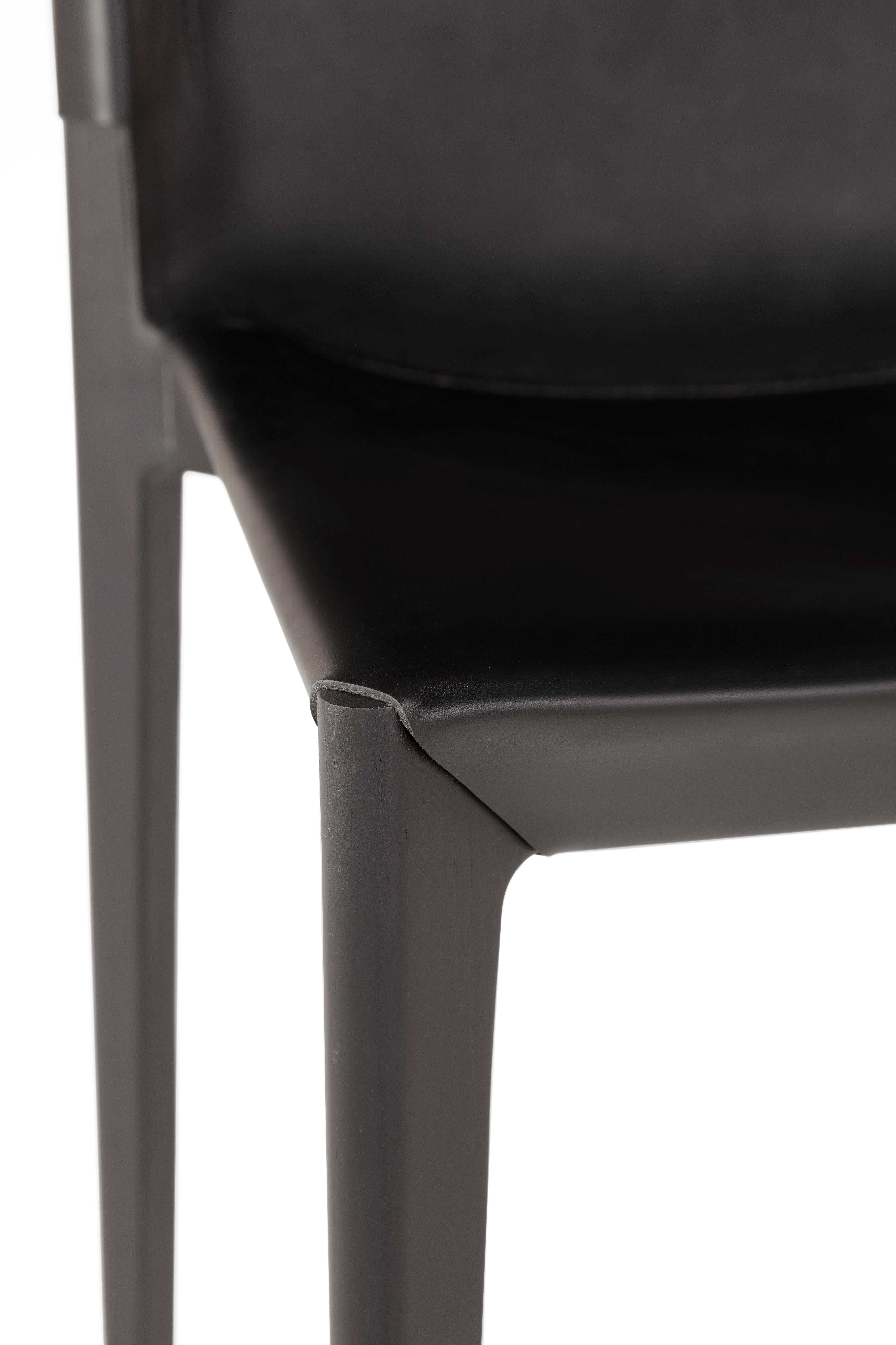 Contemporary Wooden Black Chair 'Stilt', Cuoio Leather For Sale 3