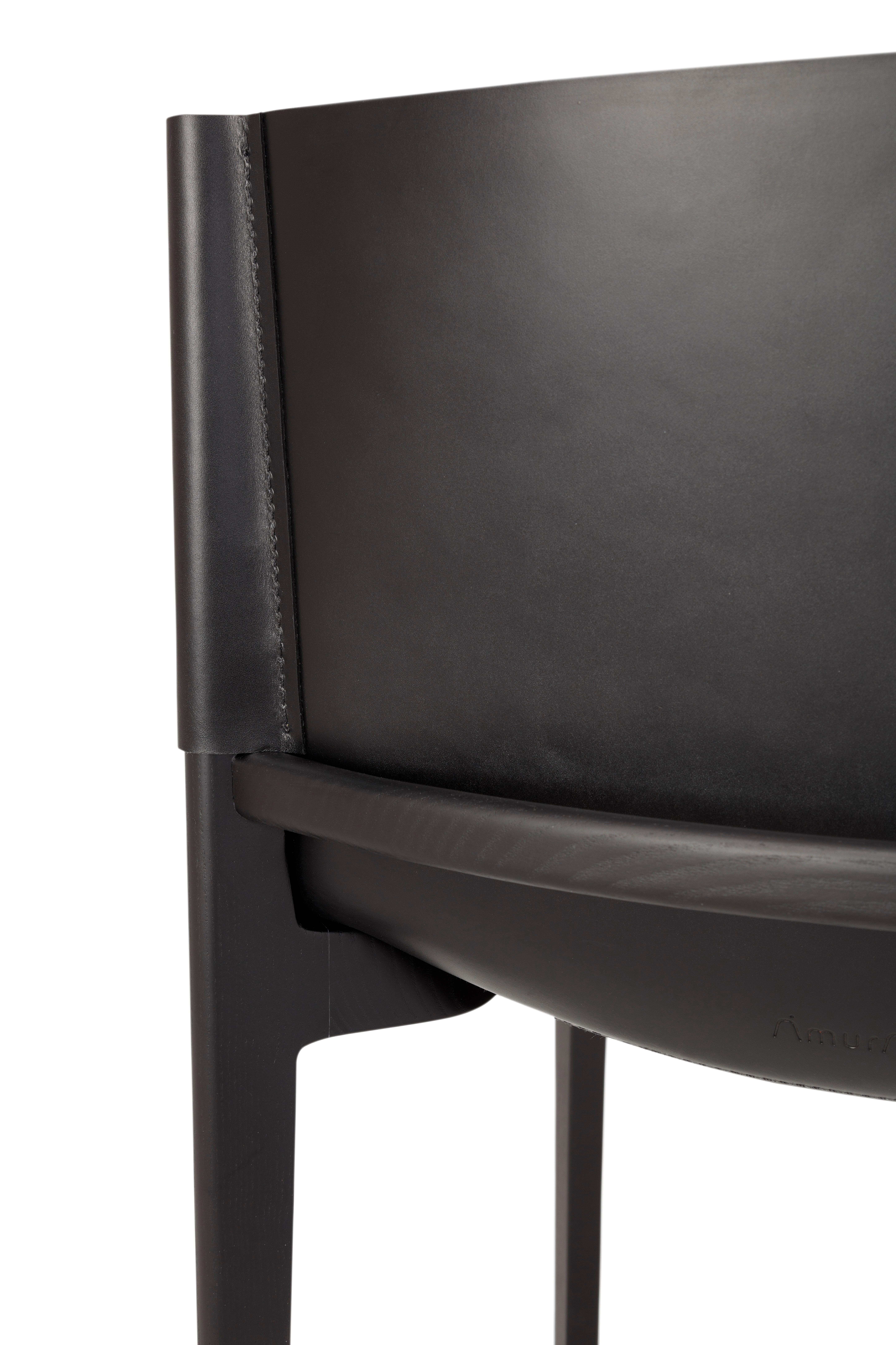 Contemporary Wooden Black Chair 'Stilt', Cuoio Leather For Sale 4