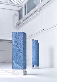 Contemporary Wooden Blue Pigmented Closet, Column Blend Armoire by Ward Wijnant