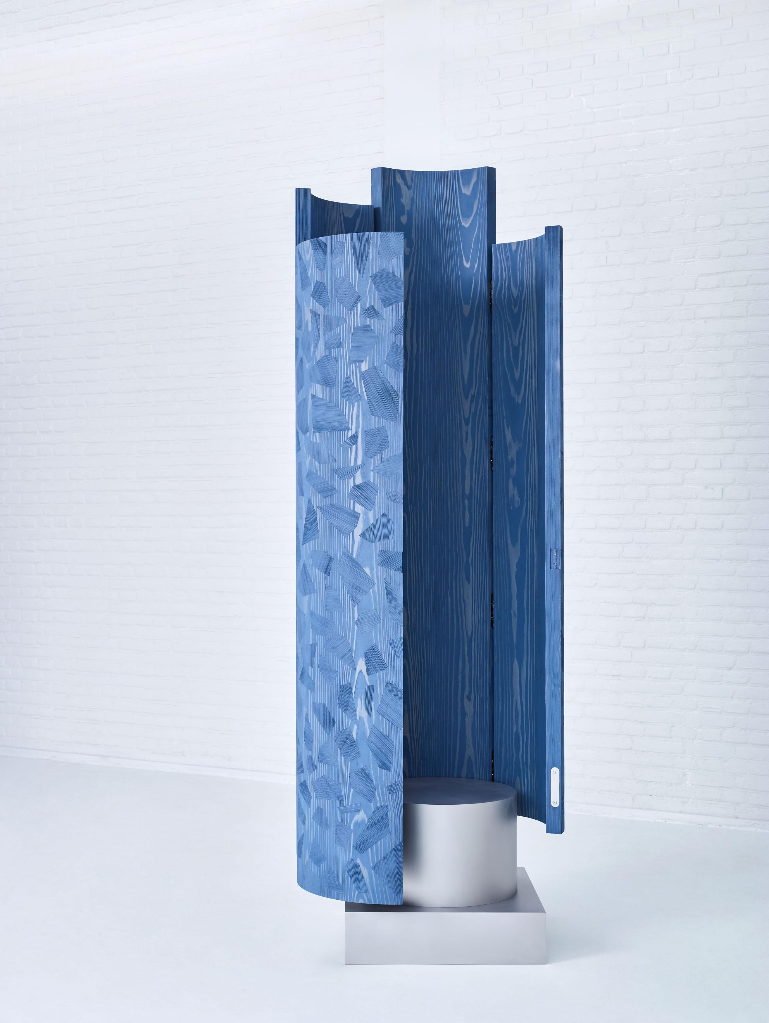 Contemporary Wooden Blue Pigmented Room Divider Column Blend by Ward Wijnant For Sale 1