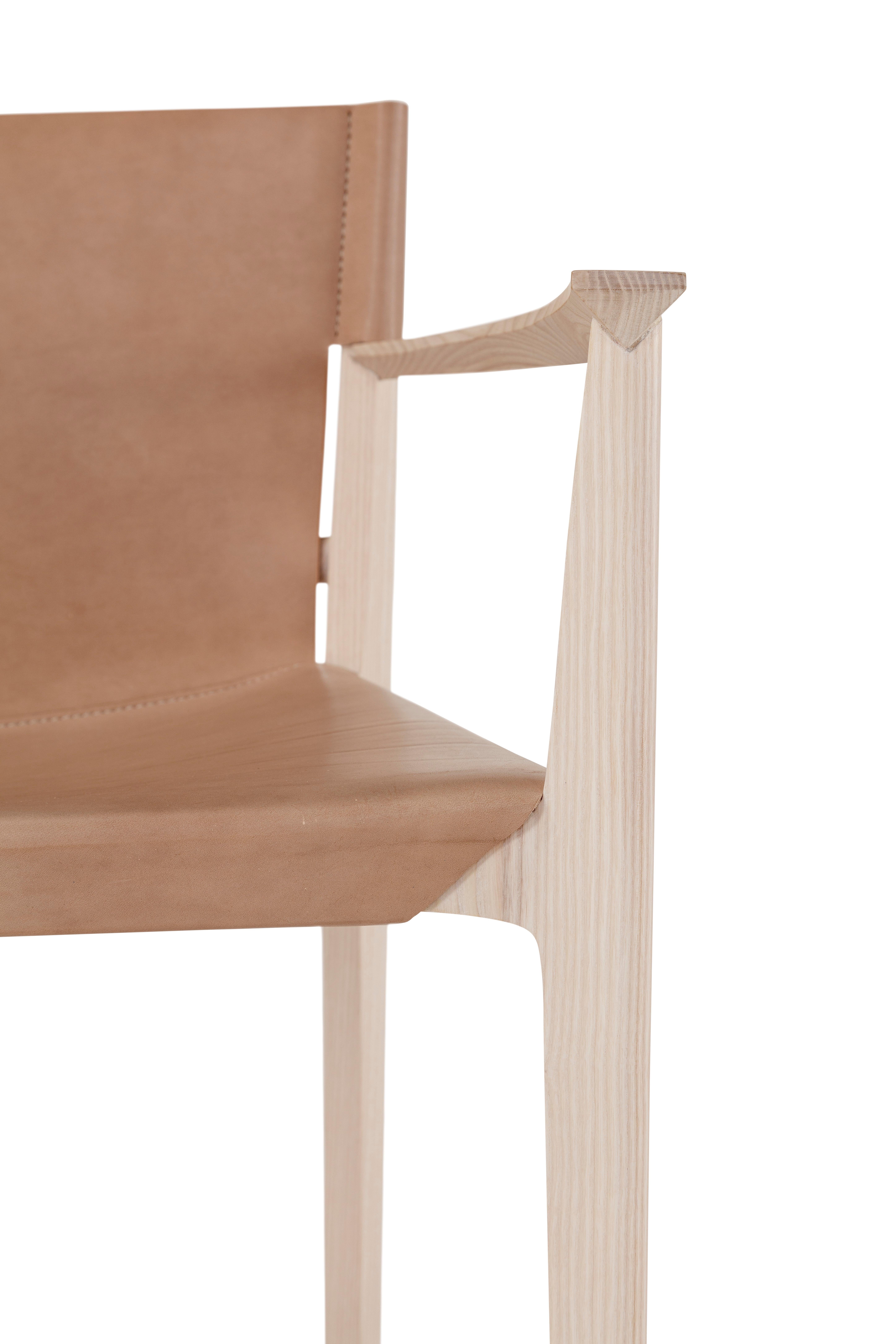 Leather Contemporary Wooden Chair 'Stilt', Cuoio For Sale