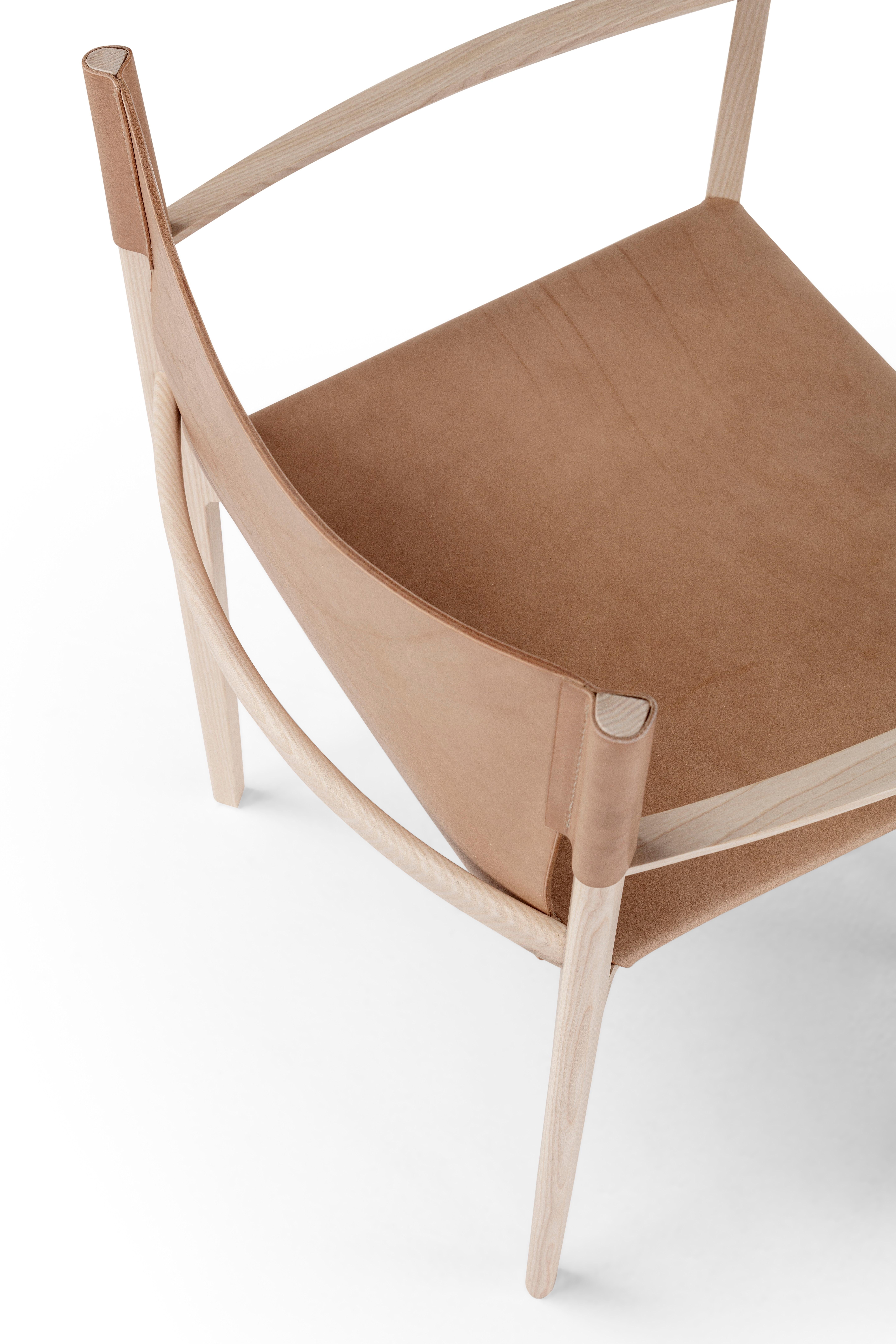 Contemporary Wooden Chair 'Stilt', Cuoio For Sale 2