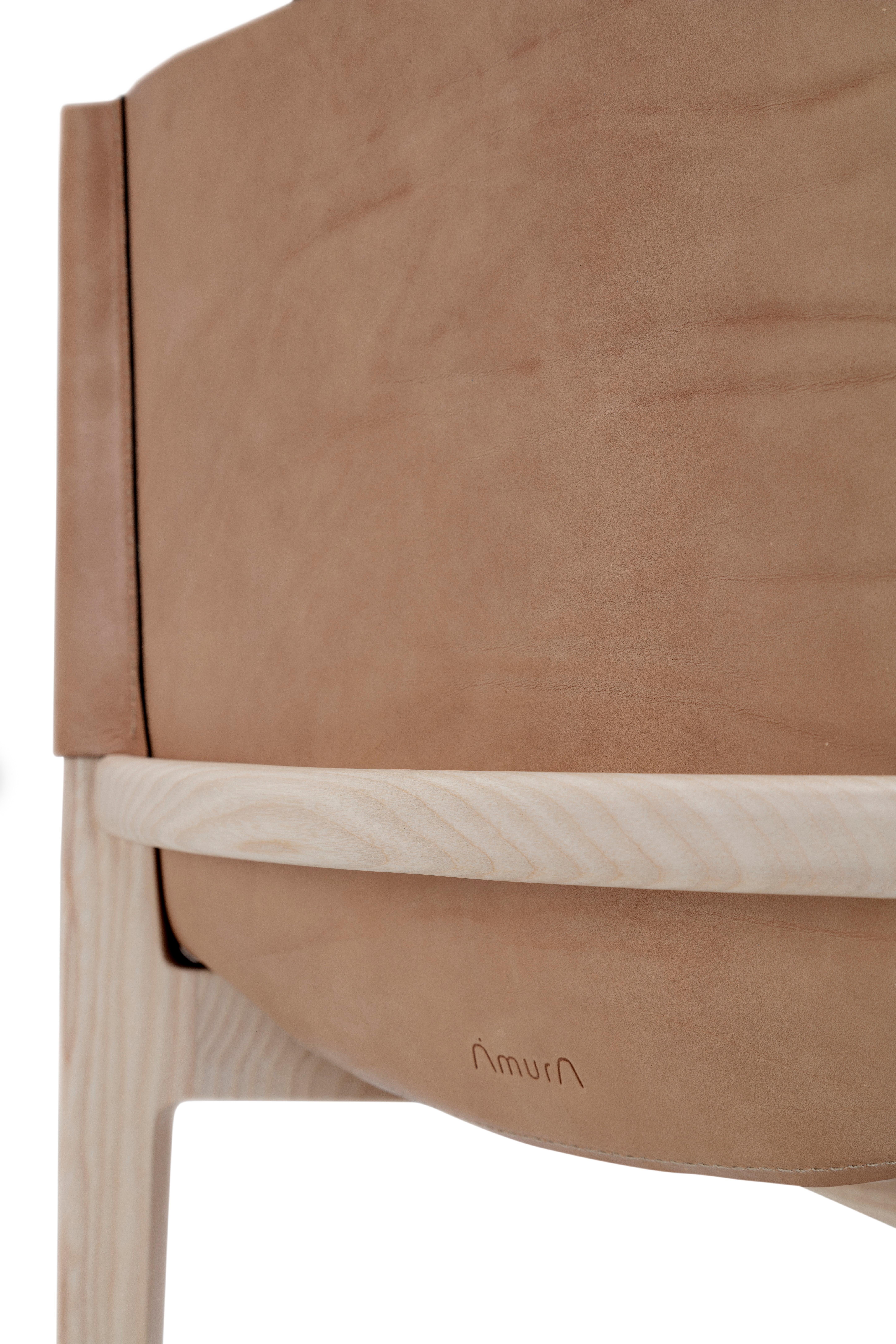 Chaise en bois Contemporary 'Stilt', cuir Cuoio en vente 3