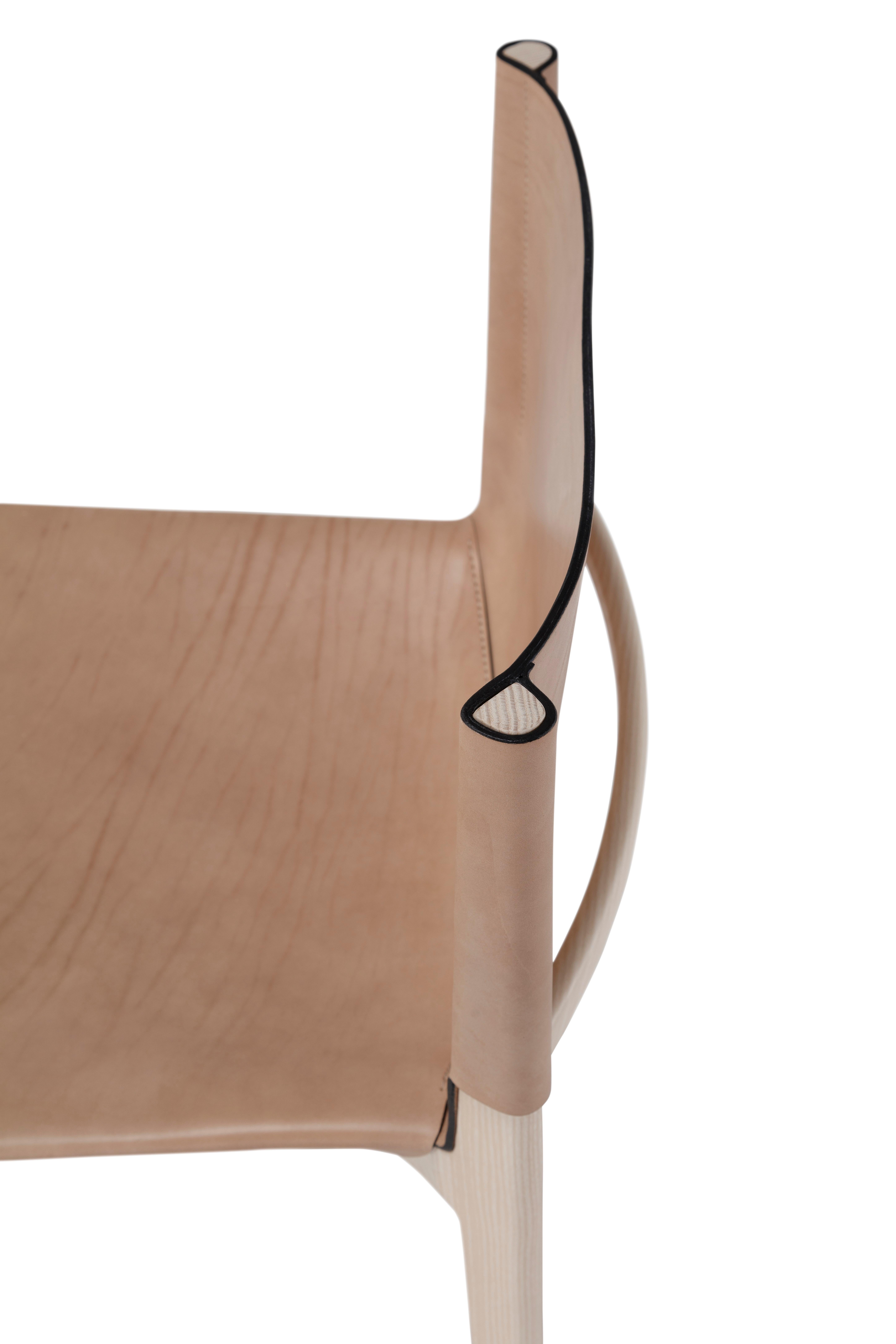 Contemporary Wooden Chair 'Stilt', Cuoio Leather For Sale 3