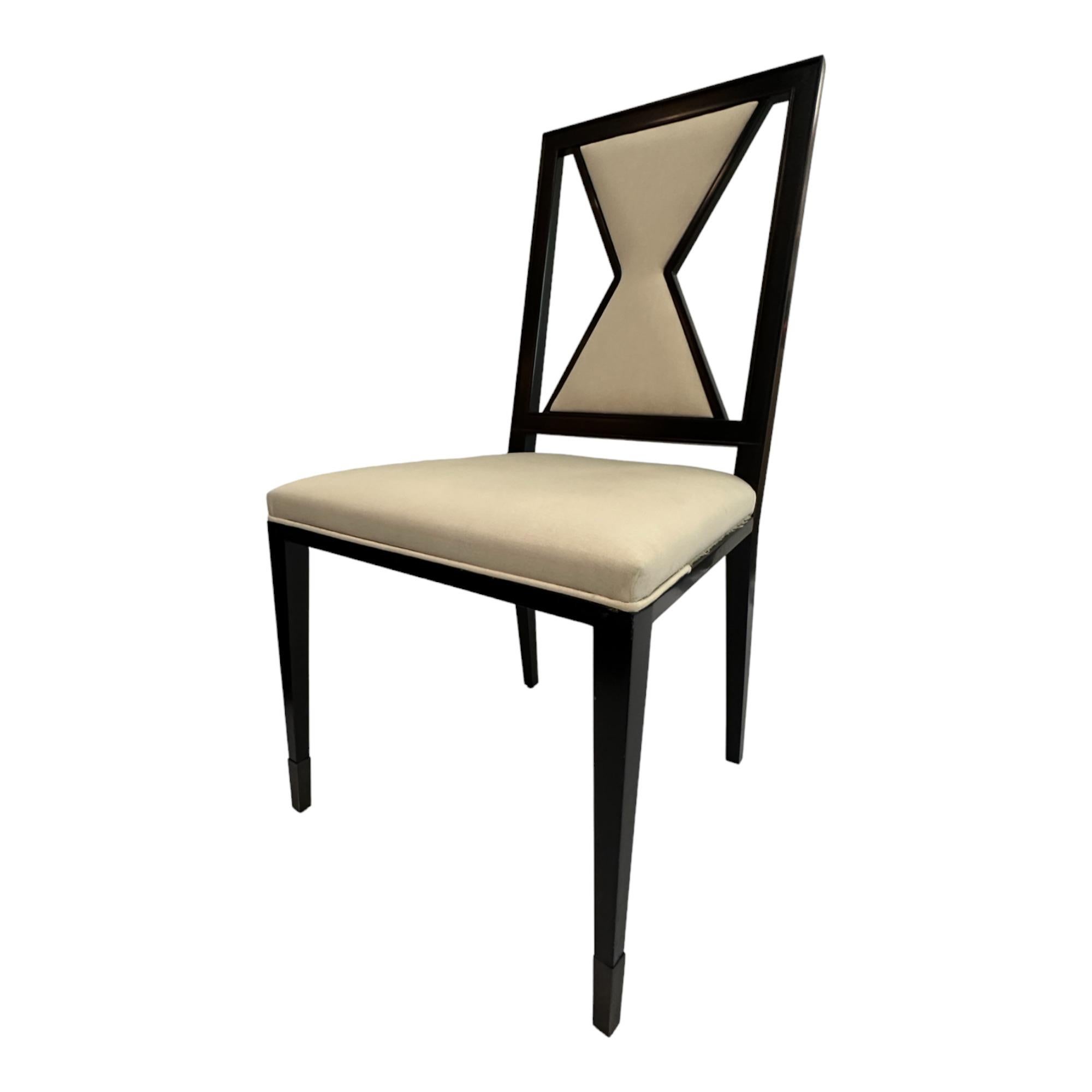 Lacquered Contemporary Wooden Chair with Geometrical Backrest by Juan Montoya For Sale