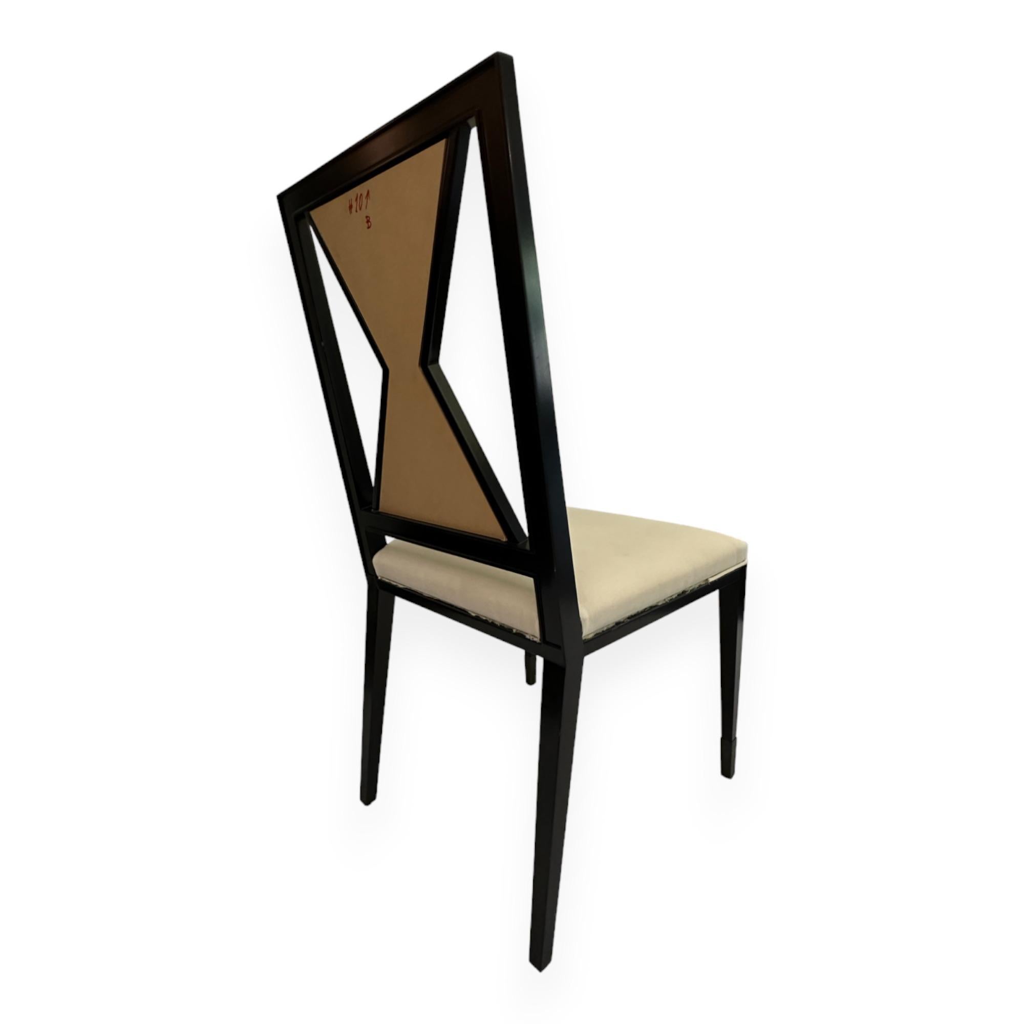 Contemporary Wooden Chair with Geometrical Backrest by Juan Montoya In Good Condition For Sale In New York, NY