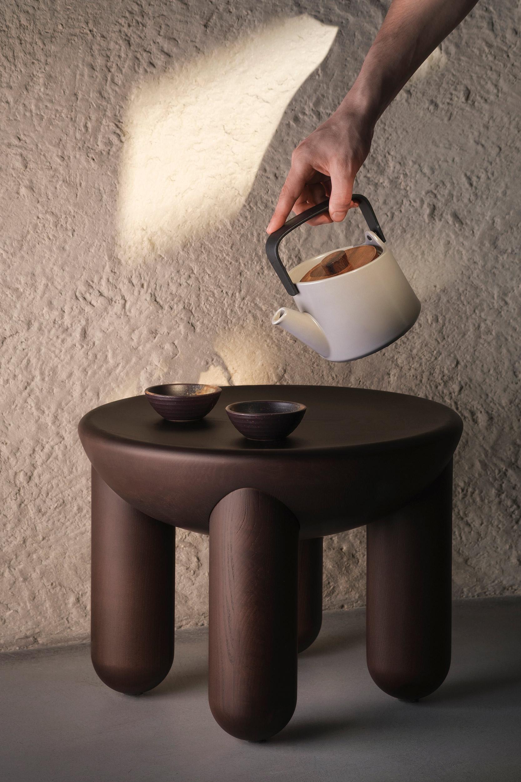 Contemporary Wooden Coffee or Side Table 'Freyja 1' by Noom, Brown Stained Ash In New Condition For Sale In Paris, FR