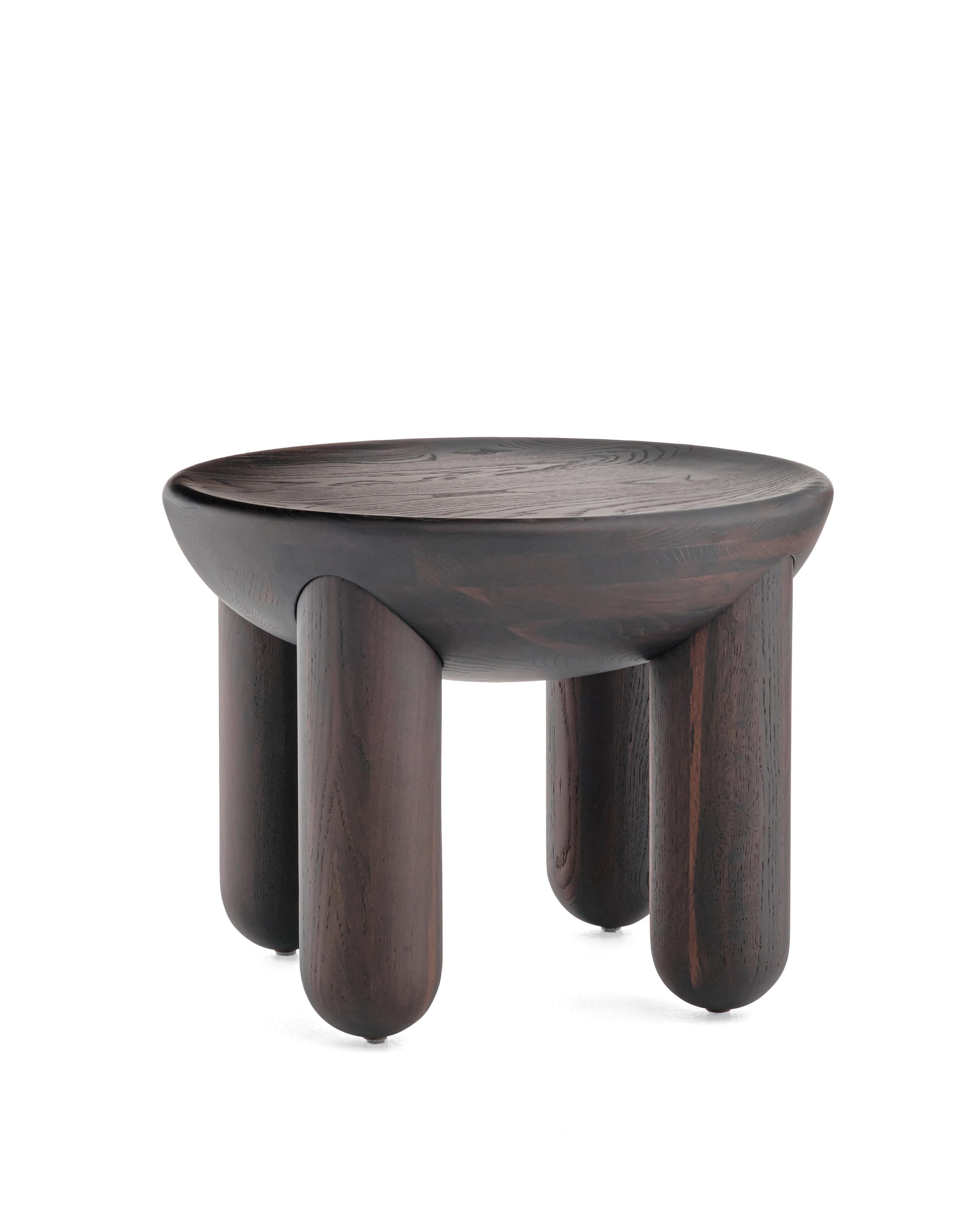 Organic Modern Contemporary Wooden Coffee or Side Table 'Freyja 2' by Noom, Thermo Ash For Sale