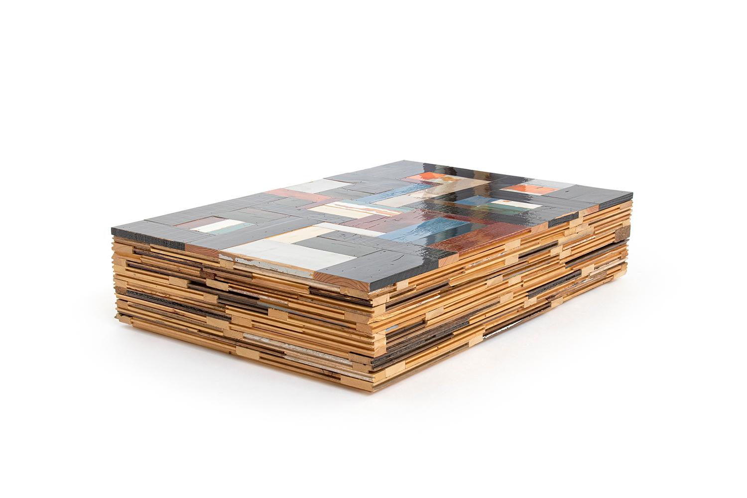 Modern Wooden Coffee Table, Waste Coffeecube in Scrapwood by Piet Hein Eek For Sale 2