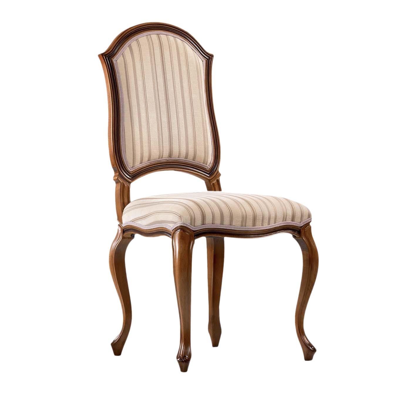 Contemporary Wooden Dining Chair with Striped Fabric