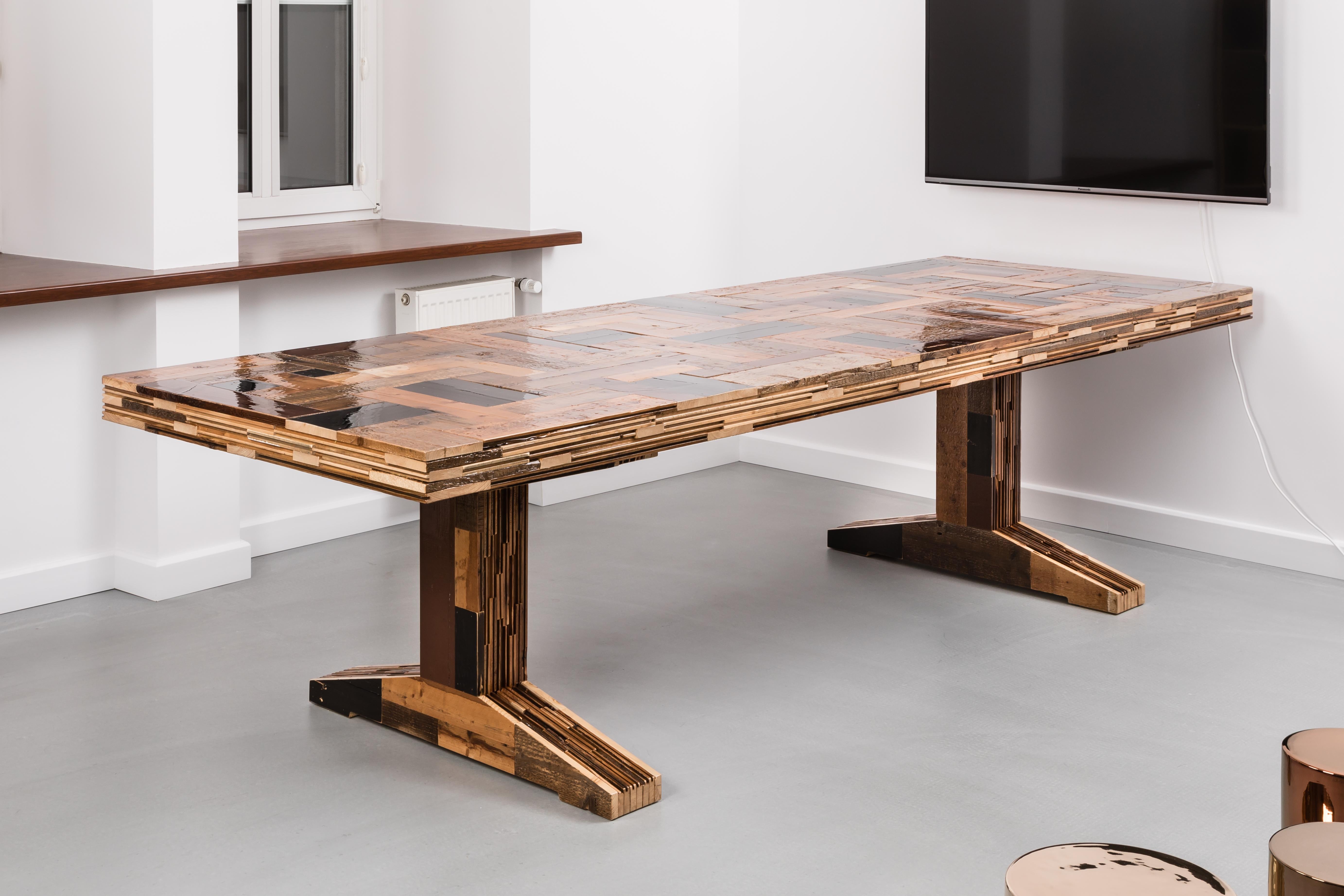 Modern Wooden Dining Table, Waste Table in Scrapwood by Piet Hein Eek For Sale 3