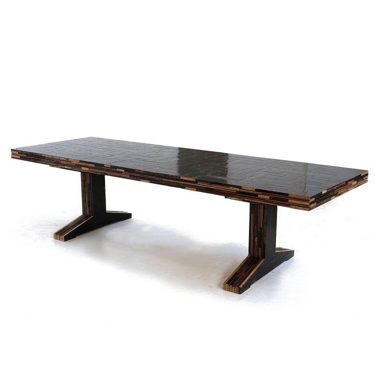 Modern Wooden Dining Table, Waste Table in Scrapwood by Piet Hein Eek