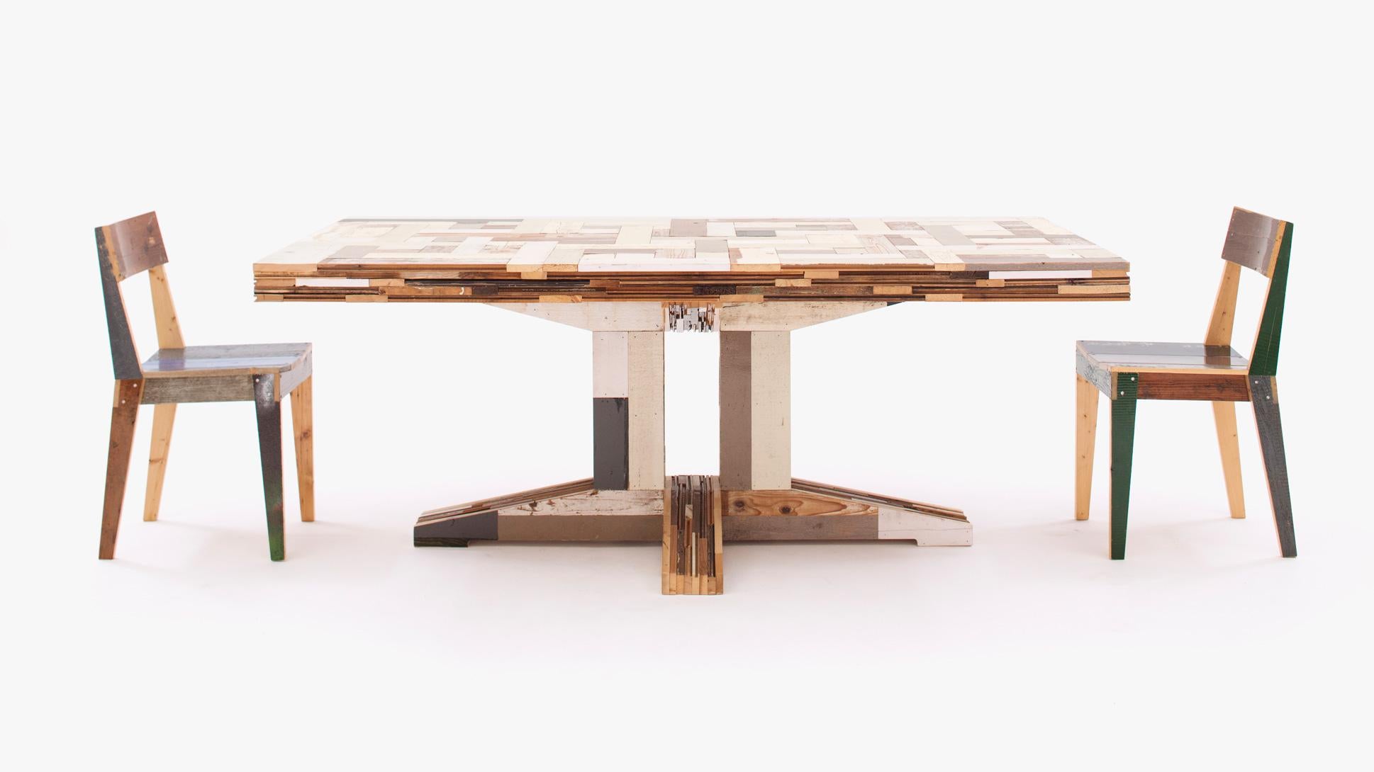 Contemporary wooden dining table, Waste table in scrapwood by Piet Hein Eek

The Waste Table in Scrapwood is meticulously crafted in Piet Hein Eek's studio using traditional woodworking technique. It brings his quintessential vocabulary of