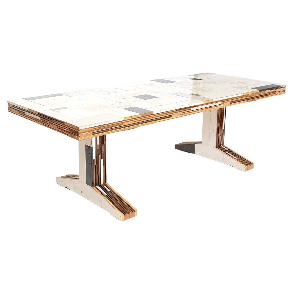 Table de salle à manger moderne en bois, table à déchets en bois de récupération par Piet Hein Eek