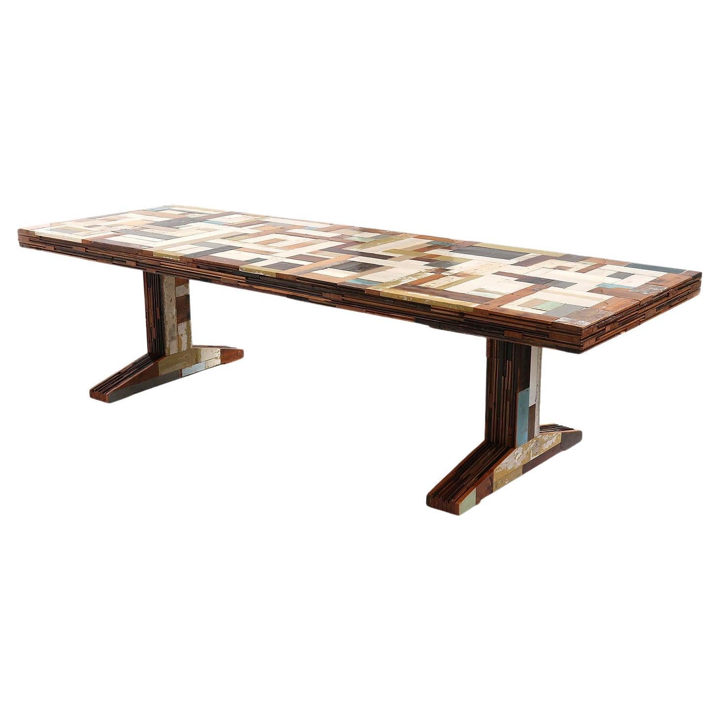 Modern Wooden Dining Table, Waste Table in Scrapwood by Piet Hein Eek For Sale