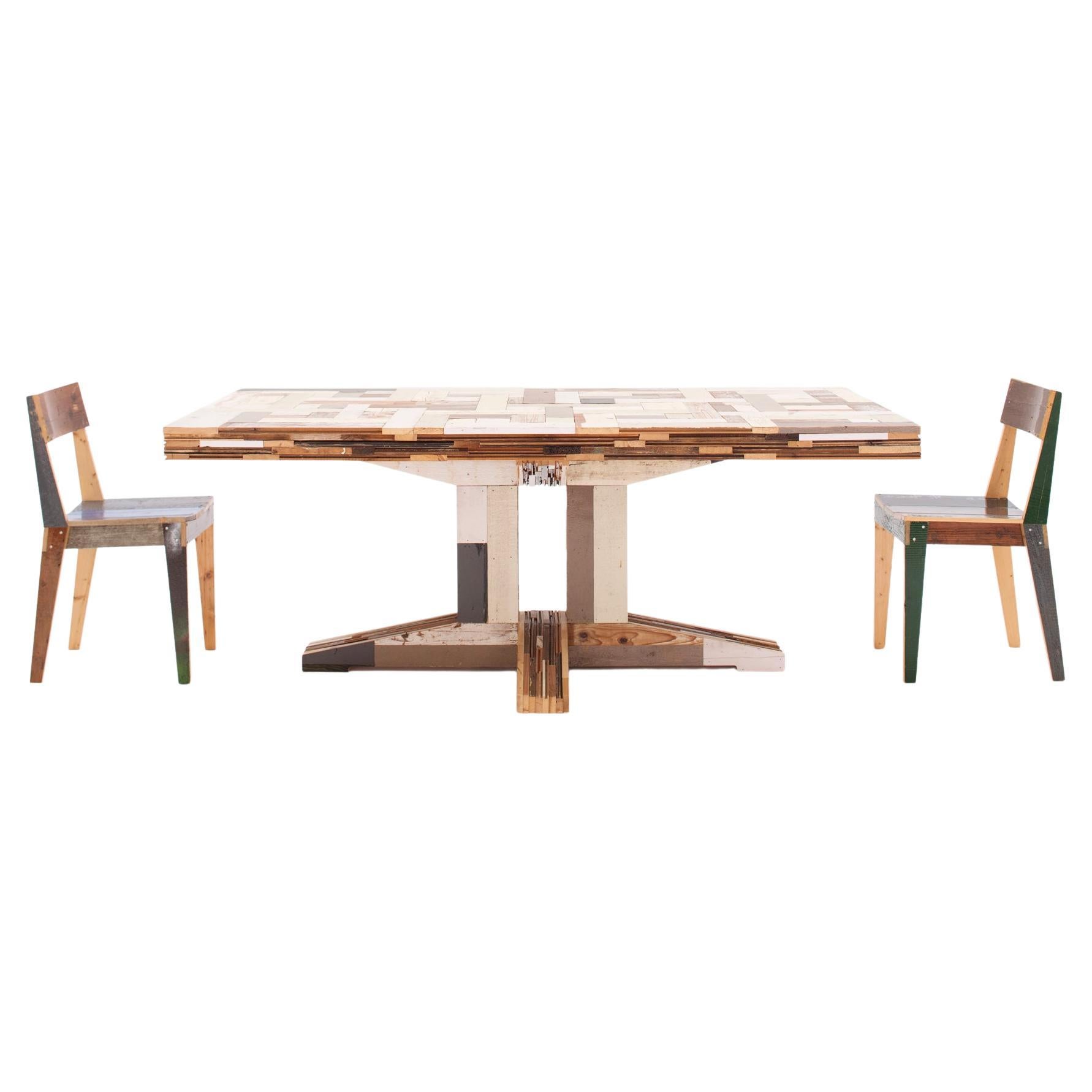Table de salle à manger moderne en bois, table à déchets en bois de récupération par Piet Hein Eek