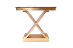 Contemporary Gilded Stone Top Console Table