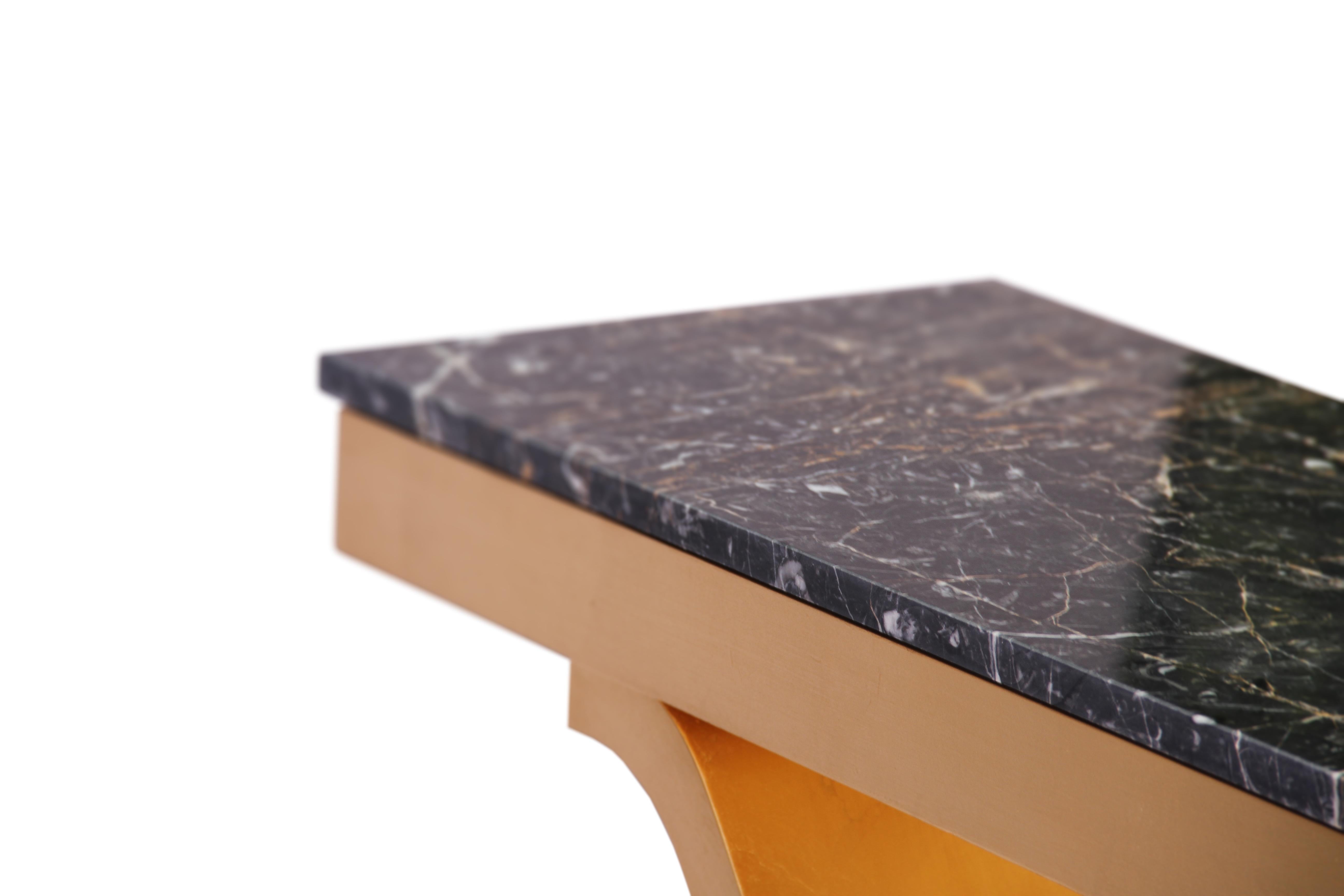 Contemporary Gilded Stone Top Console Table In Good Condition For Sale In London, GB