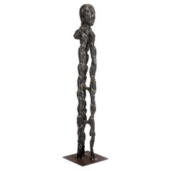 Contemporary Wooden Sculpture Painted Black/Grey/Off-White by Christofer Kochs