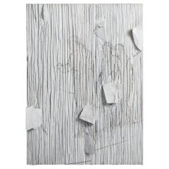 Contemporary Wooden Sculpture-Painting in Light-Grey by Christofer Kochs