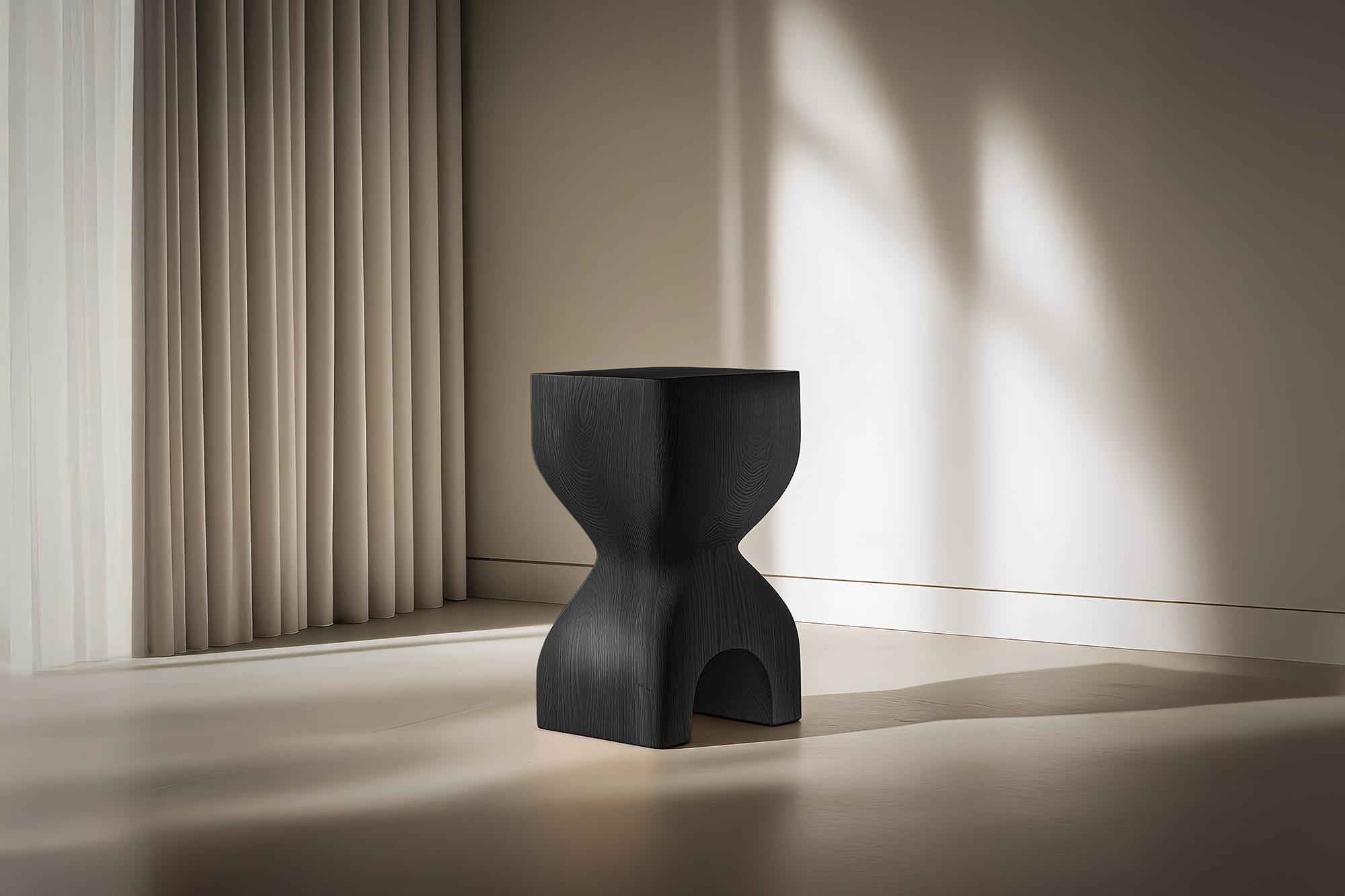 Mexican Contemporary Wooden Socle No52 Side Table, Joel Escalona Design For Sale