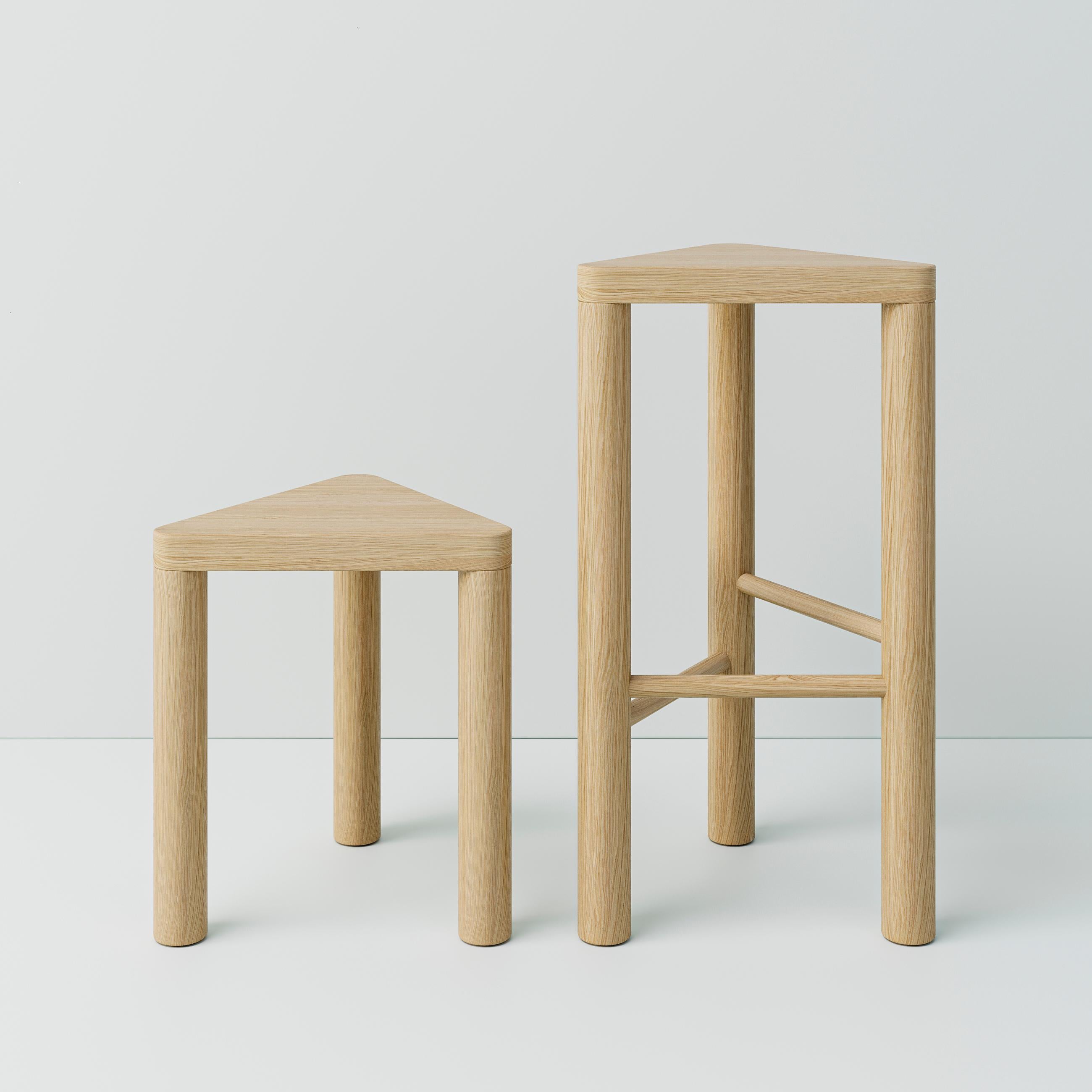 Ash Contemporary Wooden Stool 'Anyday' by Oitoproducts, Natural