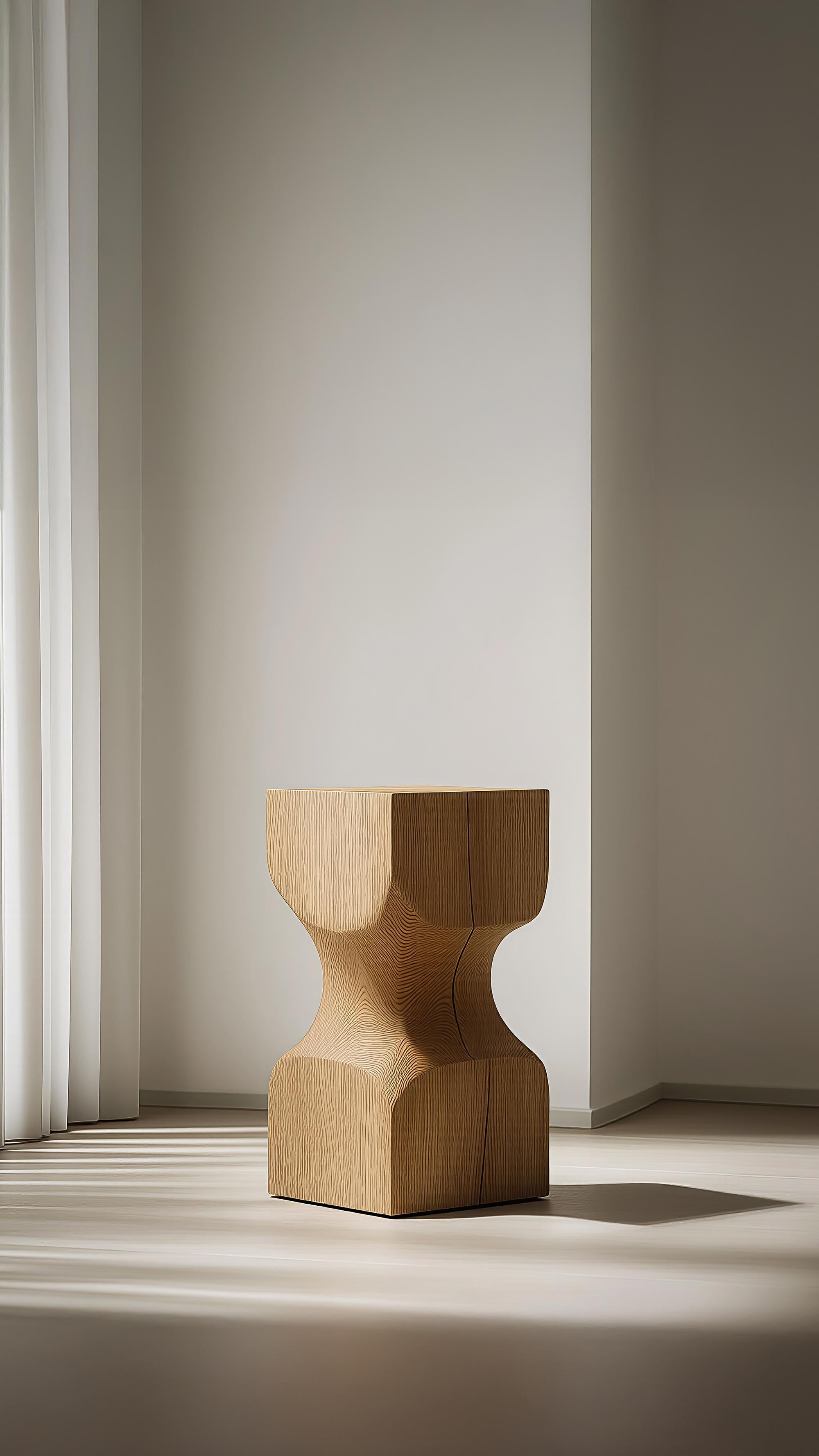 Mid-Century Modern Contemporary Wooden Stool Socle No66, Designed by Joel Escalona For Sale