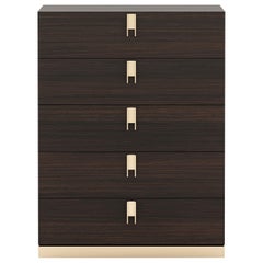 Contemporary wooden tallboy dresser with customisable metal structure