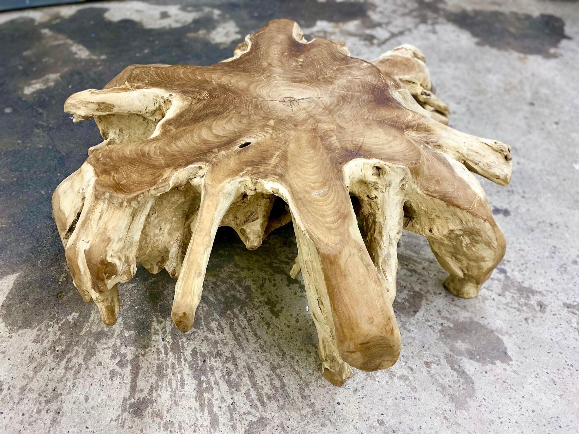 Bleached Contemporary Wooden Teak Root Coffee Table, Organic Modern, IDN 2024 For Sale