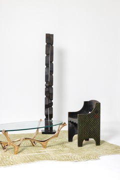 Contemporary Wooden Totem Sculpture by Bertrand Créac'h, France