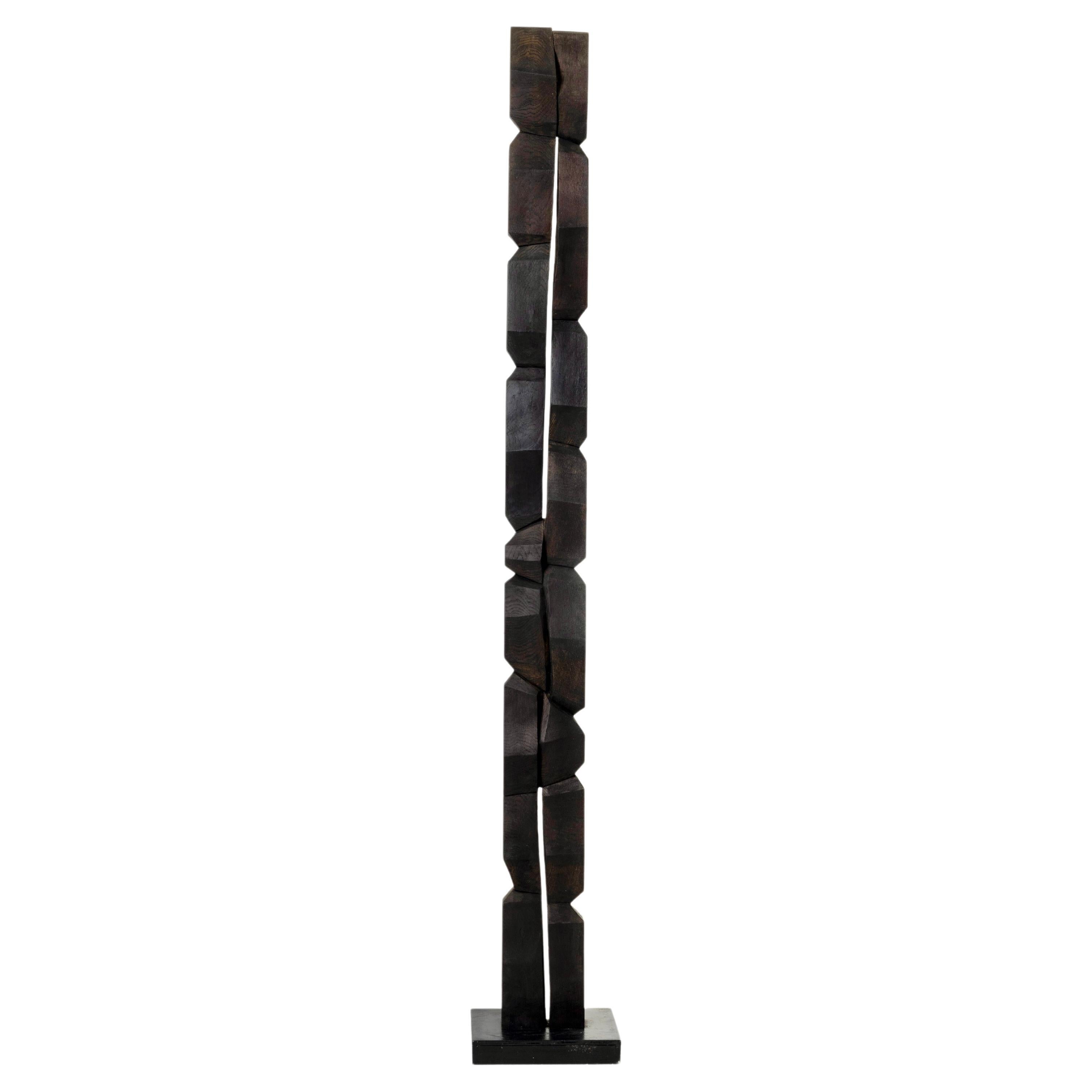 Contemporary Wooden Totem Sculpture by Bertrand Créac'h, France
