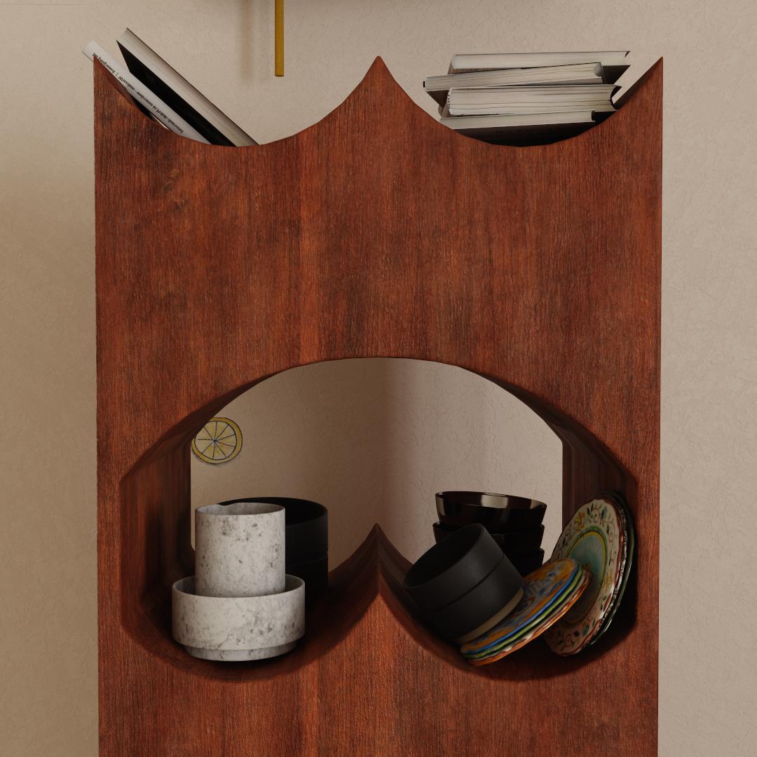 Oak Contemporary Wooden Two Eyes Bookcase by Rejo Studio For Sale