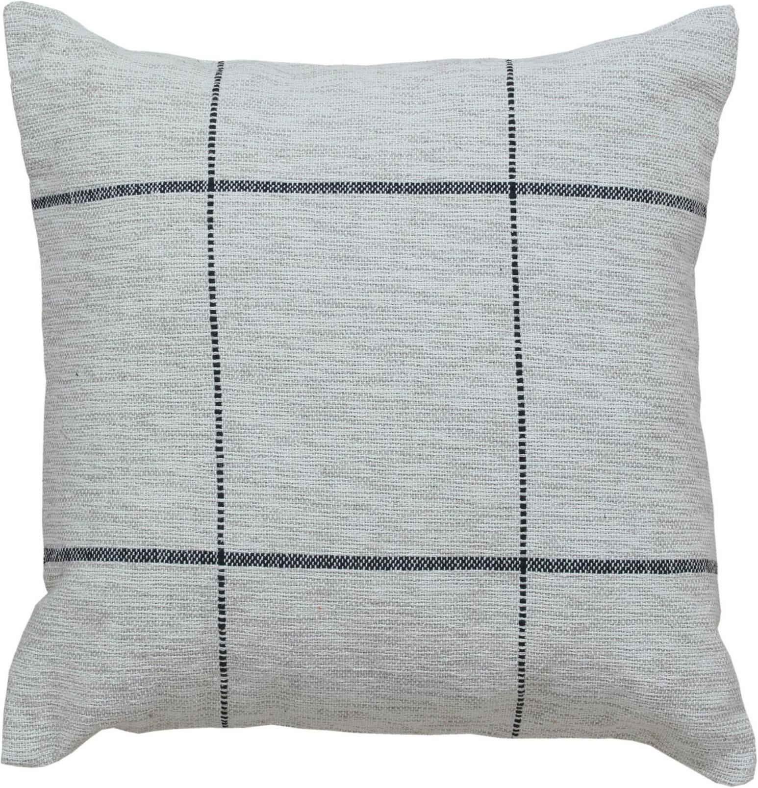 Modern Contemporary Wool and Cotton Pillow In Gray and Beige with Geometric Parttern For Sale